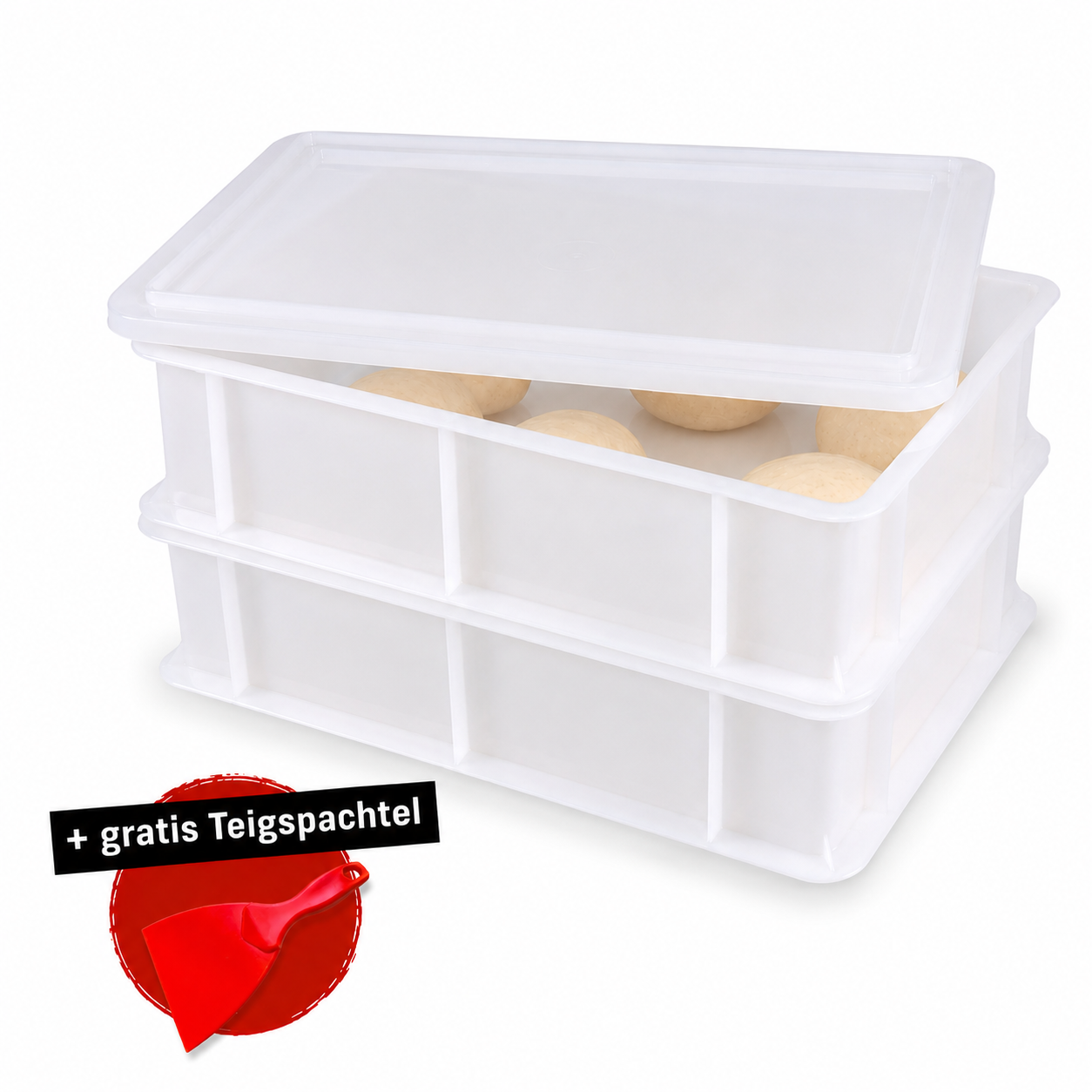 2 Pizzaballenboxen mit 1 Deckel - 30 x 40 x 10 cm